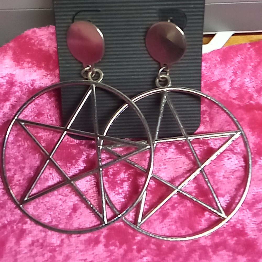 Pentagram Silver plated earrings